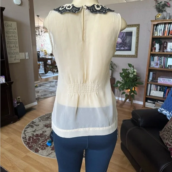 Charlotte Russe black & beige sheer sleeveless blouse-size M - Picture 2 of 9